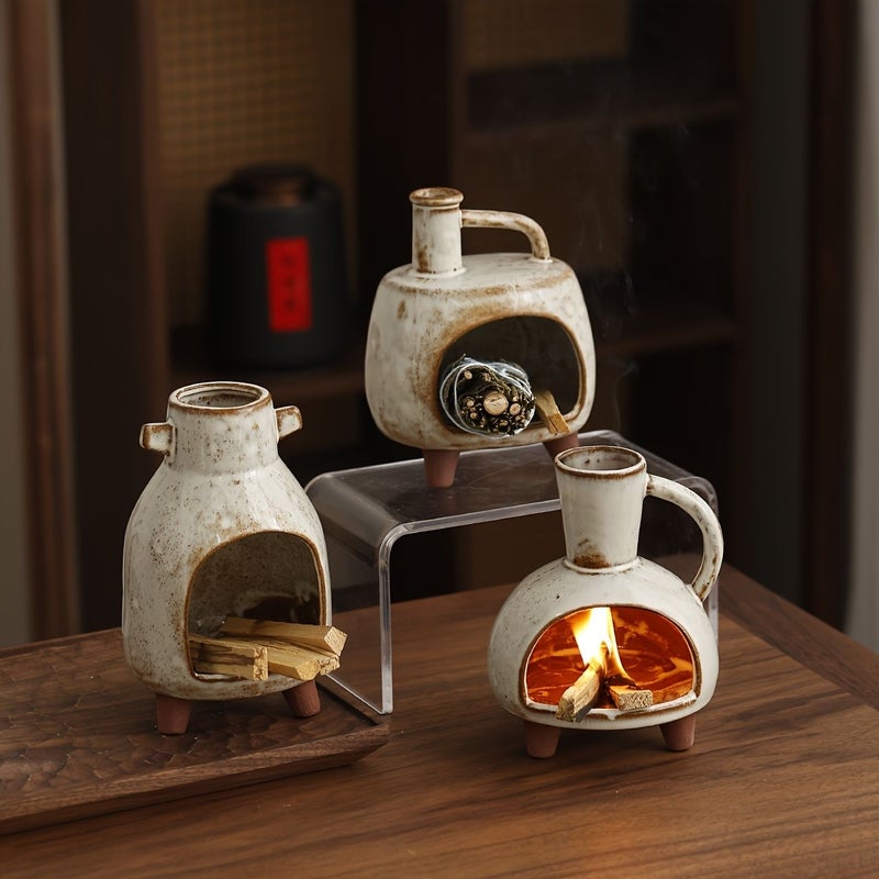 Ceramic Incense Burner Chimney Double Ear for Wood Aroma Diffuser and Lamp - Image 2