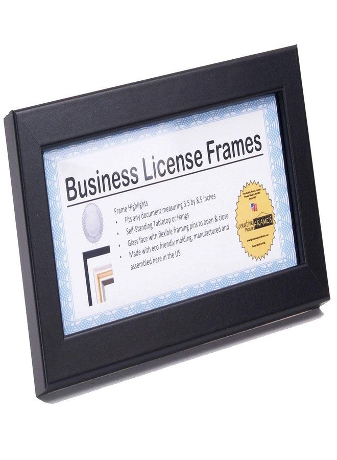 Creative Picture Frames [3.5x8.5bk] Professional Black Business License Certificate Frame, Holds 3.5 by 8.5 inch Media, Self-Standing with Wall Hanger - Image 1
