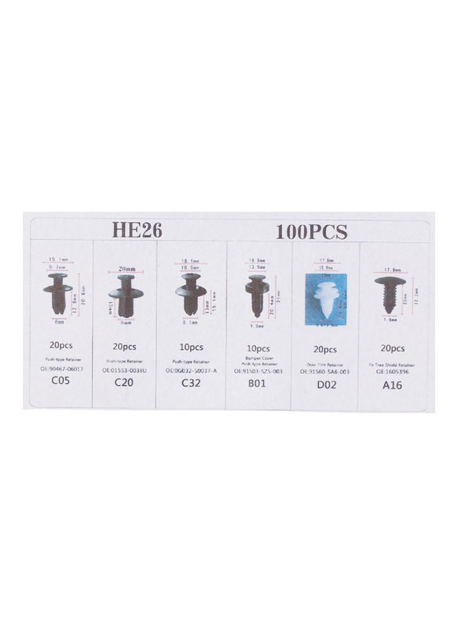 NIBEMINENT 100-Piece Car Body Plastic Push Retainer Pin - Image 3