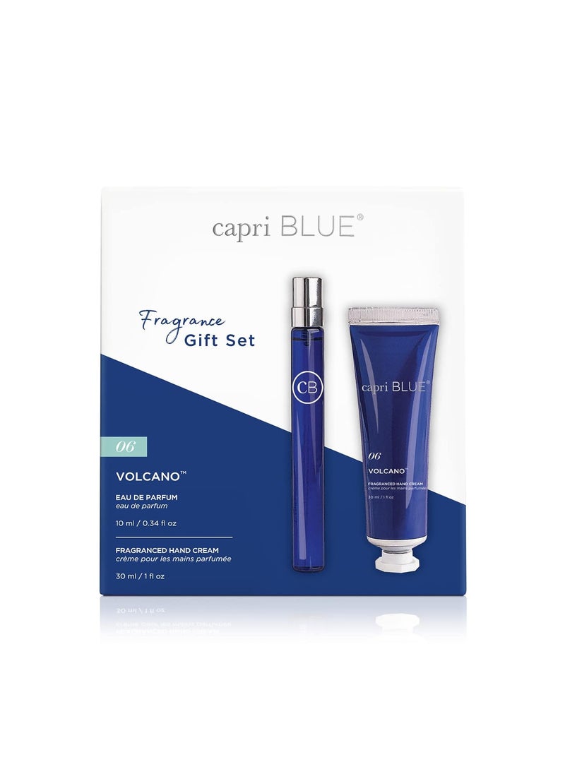 Capri Blue Capri Blue Fragrance Gift Set  1 Volcano Eau de Parfum 34 fl oz  1 Volcano Mini Hand Cream 1 oz  Moisturizing Jojoba Oil  Shea Butter Lotion  CrueltyFree Skin Care Products 