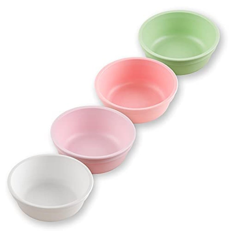 RePlay Made in USA 12 Oz Reusable Plastic Bowls Pack of 4 Without Lid  Dishwasher and Microwave Safe Bowls for Snacks and Everyday Dining  Toddler Bowl Set 575 x 575 x 2 Cool Blue