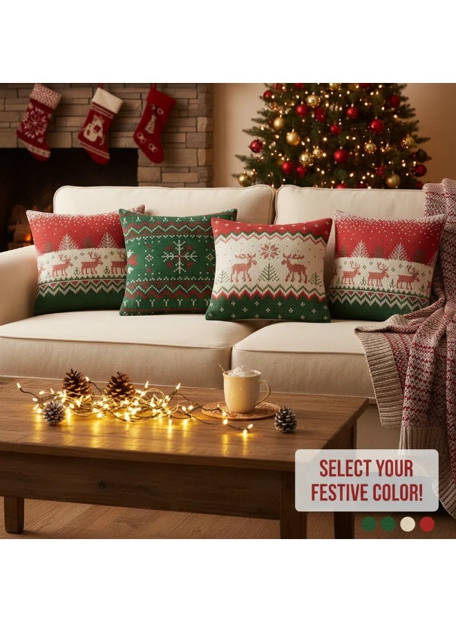 Y&D 4Pcs christmas pillow case cover cushion for home decor 45*45cm - Image 3