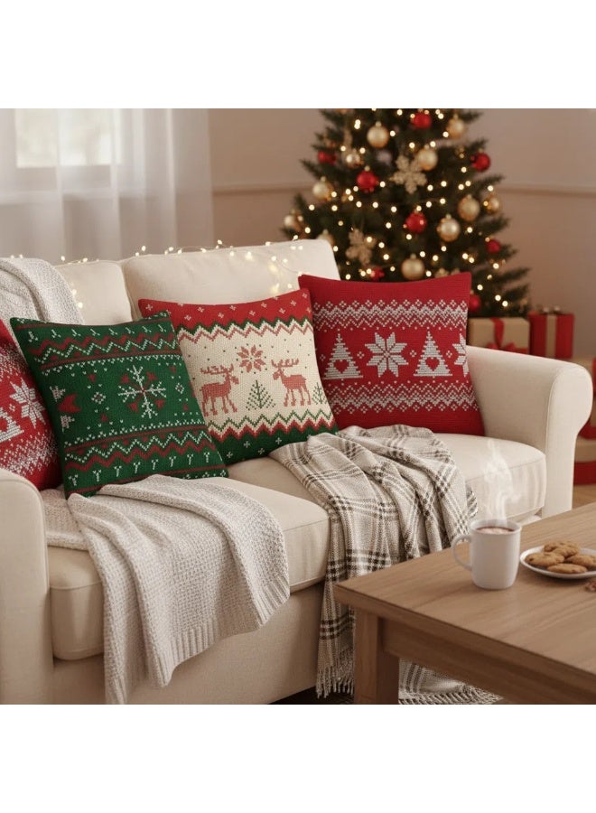 Y&D 4Pcs christmas pillow case cover cushion for home decor 45*45cm - Image 4