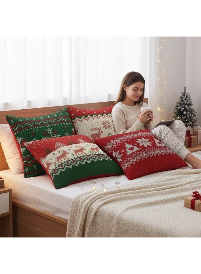 Y&D 4Pcs christmas pillow case cover cushion for home decor 45*45cm - Image 5