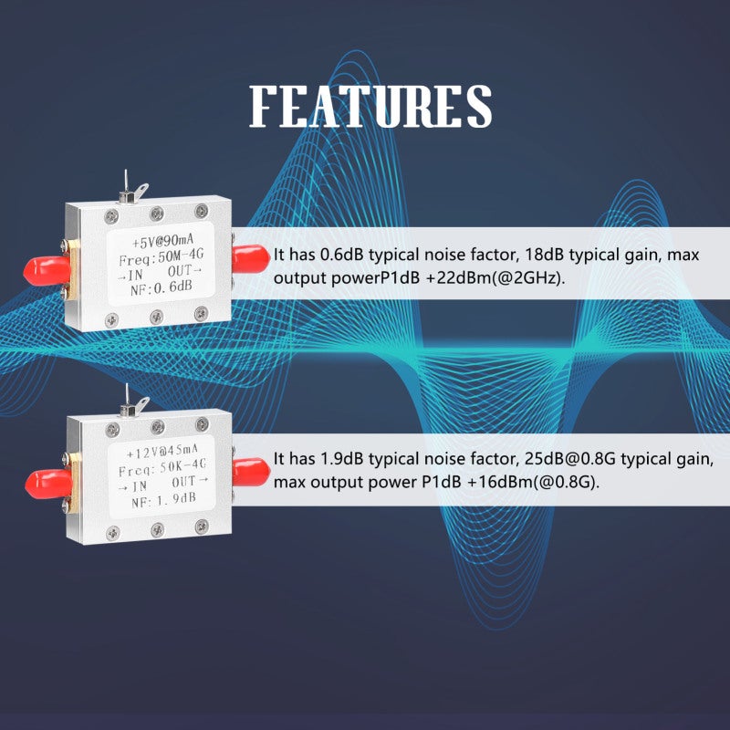 +12V@45mA Low Noise High-Gain Amplifier Ham Radio Module LNA 50K-4G Frequency NF=1.9dB RF FM HF VHF / UHF - Image 4