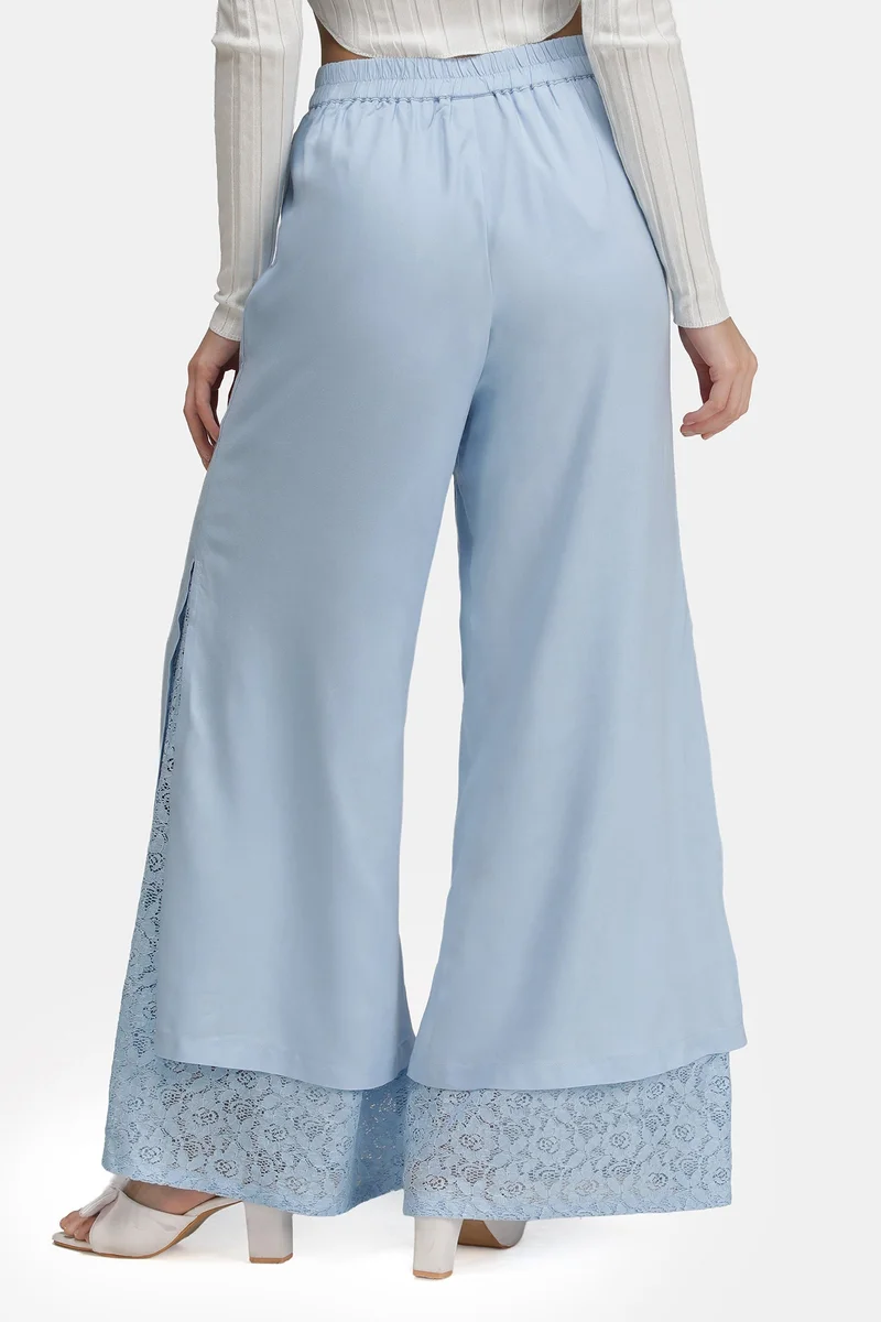 Virgio  Solid Viscose Relaxed Lace-Tie Pants for Women for Women | Best Price UAE