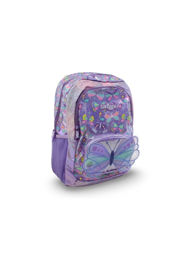 سميجل حقيبة ظهر Smiggle بتصميم فراشة، مقاس 17 بوصة – بنفسجي - Image 1