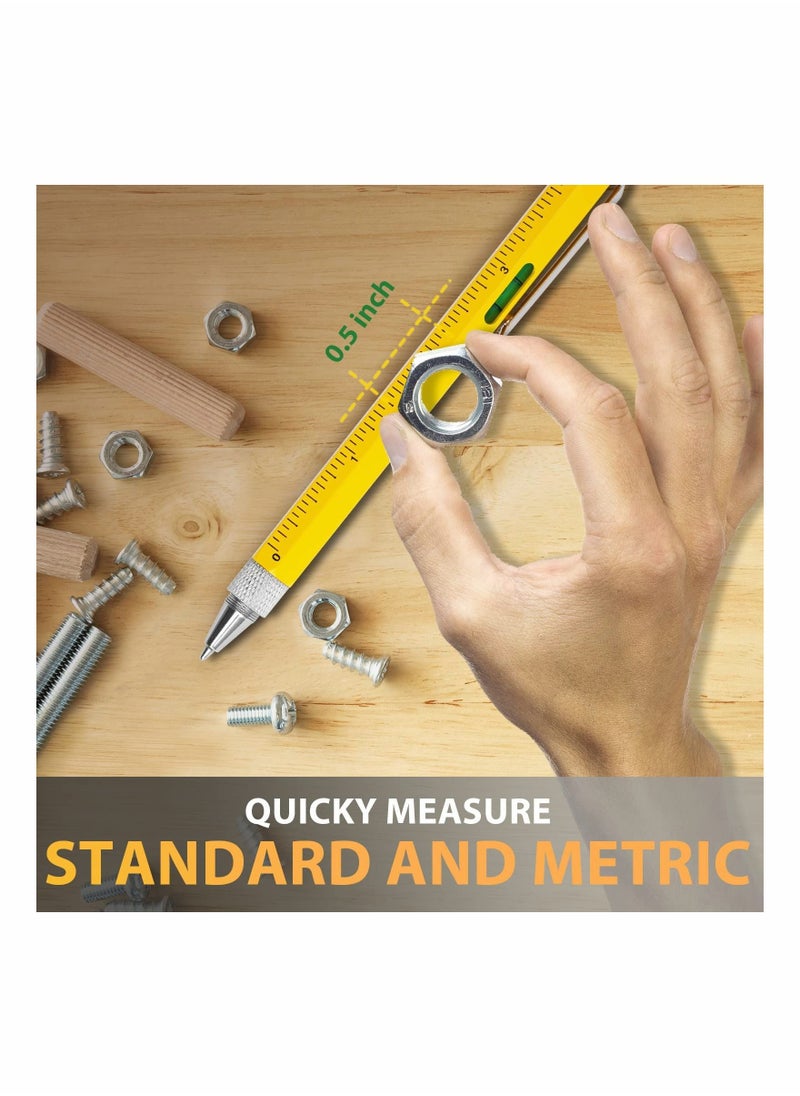 Y&D - Tools Gifts for Men Multitool Pen - Cool Gadgets Dad Unique Birthday Who Have Everything Engineer Woodworker Carpenter, Pocket Multi Tool with Light, Stylus, Ruler, Screwdriver - Image 1