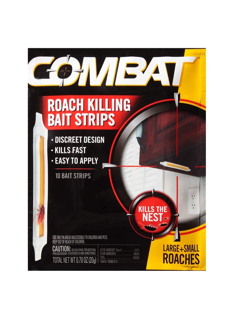 Combat Roach Killing Bait Strips for Large and Small Roaches, Indoor and Outdoor Use 10 Count - Image 1