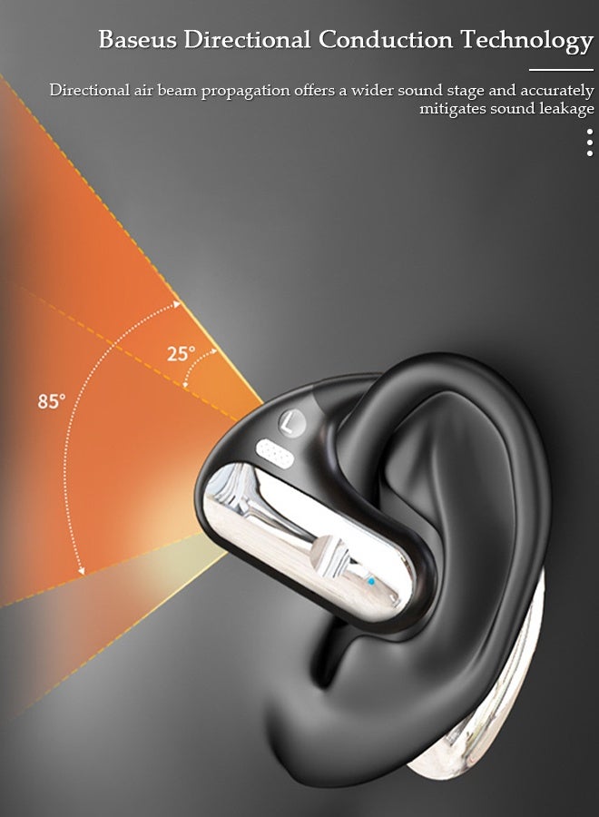 DUNISO Wireless Headphones Bluetooth Ear Clip Earphones Open Ear with Mic Wireless Charging Case LED Power Display and Touch Control for Running Sport Gym - Image 5