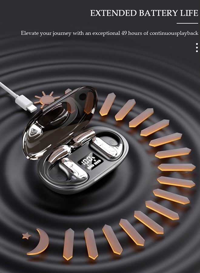 DUNISO Wireless Headphones Bluetooth Ear Clip Earphones Open Ear with Mic Wireless Charging Case LED Power Display and Touch Control for Running Sport Gym - Image 4