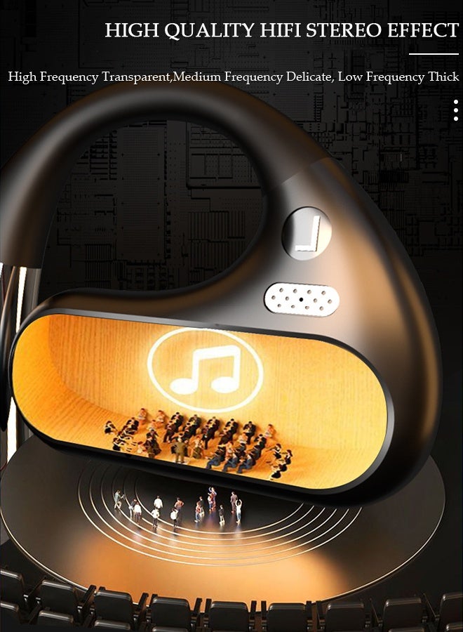 DUNISO Wireless Headphones Bluetooth Ear Clip Earphones Open Ear with Mic Wireless Charging Case LED Power Display and Touch Control for Running Sport Gym - Image 3