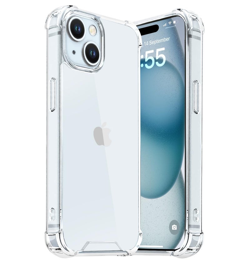 EGOTUDE Compatible with iPhone 15 Case | Shockproof Transparent Anti-Scratch Hard Back Cover (Polycarbonate | Clear) - Image 1
