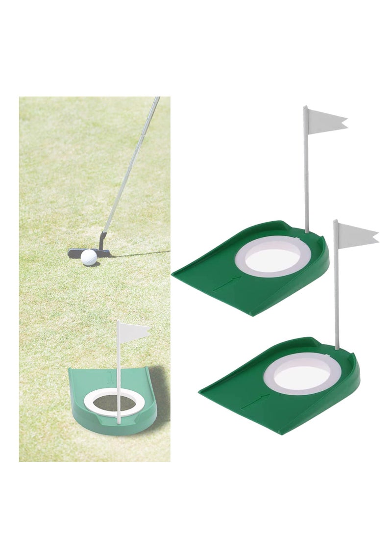 Zikra Golf Practice Putting Cup with Flag, Plastic Golf Hole Training Aids, Indoor Outdoor Golf Putting Hole Putter Regulation Cup for Home Office Garage Yard, 2 Pack - Image 1