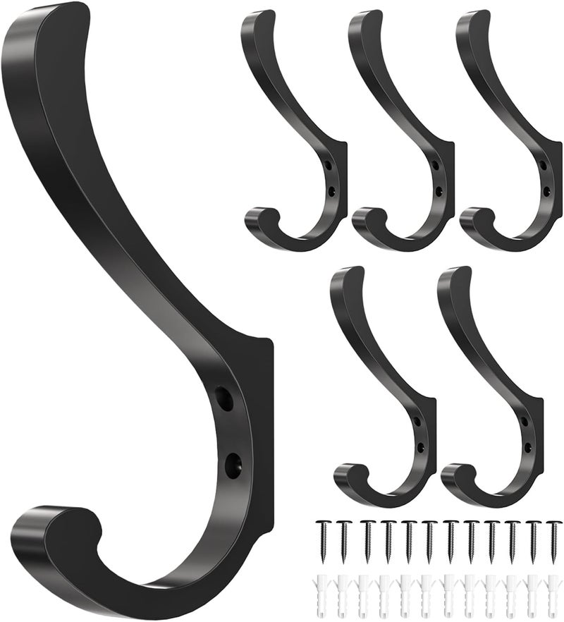 jockcaras Wear resistant upgraded material Hanging Coat Hooks Wall Mount - Heavy Duty (30LB), Large Coat Hanger Wall Hangers, Metal Hooks For Towels, Backpacks, Hats, Jackets, Keys, Bags, Robes, Dog Leashes (6 Pack) Affordable purchase options - Image 1