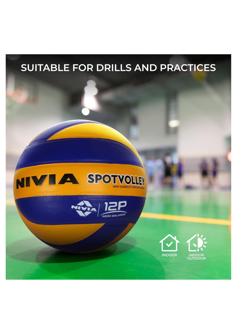 Nivia VB-492 Spot Volleyball | Size: 4 | Material: Leather/Rubber |  280 Grams | Machine Stitched | 18 Panels | Waterproof | Ideal for Training/Match - Image 4