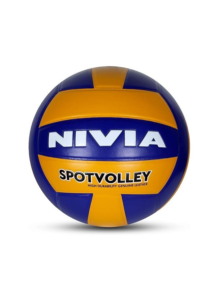 Nivia VB-492 Spot Volleyball | Size: 4 | Material: Leather/Rubber |  280 Grams | Machine Stitched | 18 Panels | Waterproof | Ideal for Training/Match - Image 1