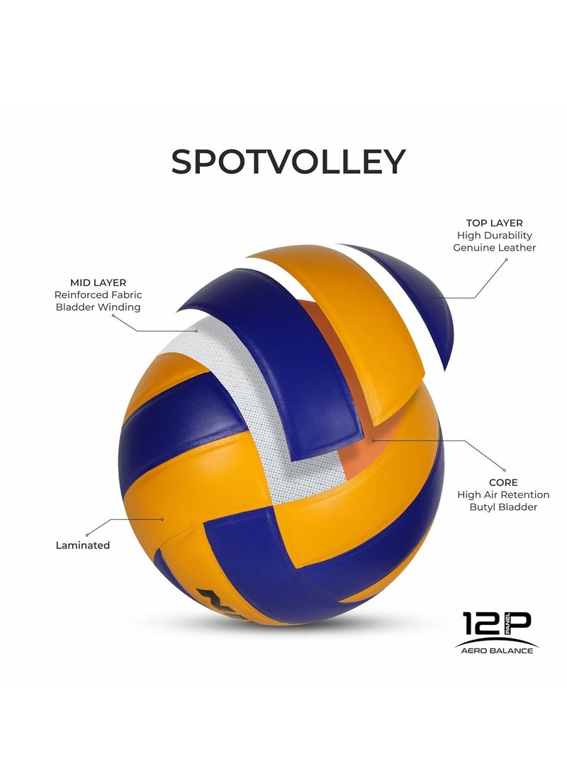 Nivia VB-492 Spot Volleyball | Size: 4 | Material: Leather/Rubber |  280 Grams | Machine Stitched | 18 Panels | Waterproof | Ideal for Training/Match - Image 2