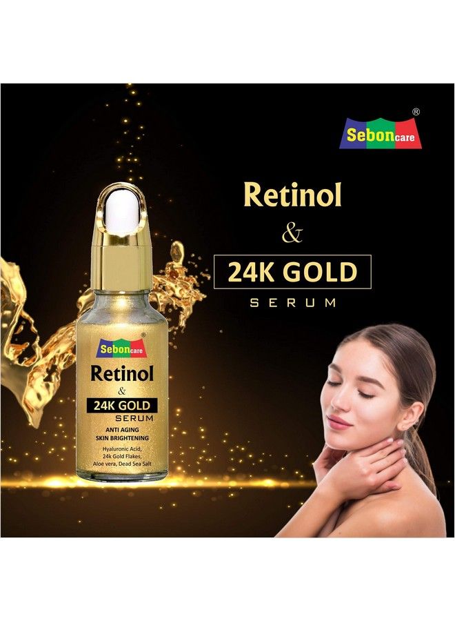 SebonCare Retinol Serum For Face Enrich With 24K Gold Hyaluronic Acid Vitamin E Aloevera Extract Dead Sea Salt 10Ml - Image 3