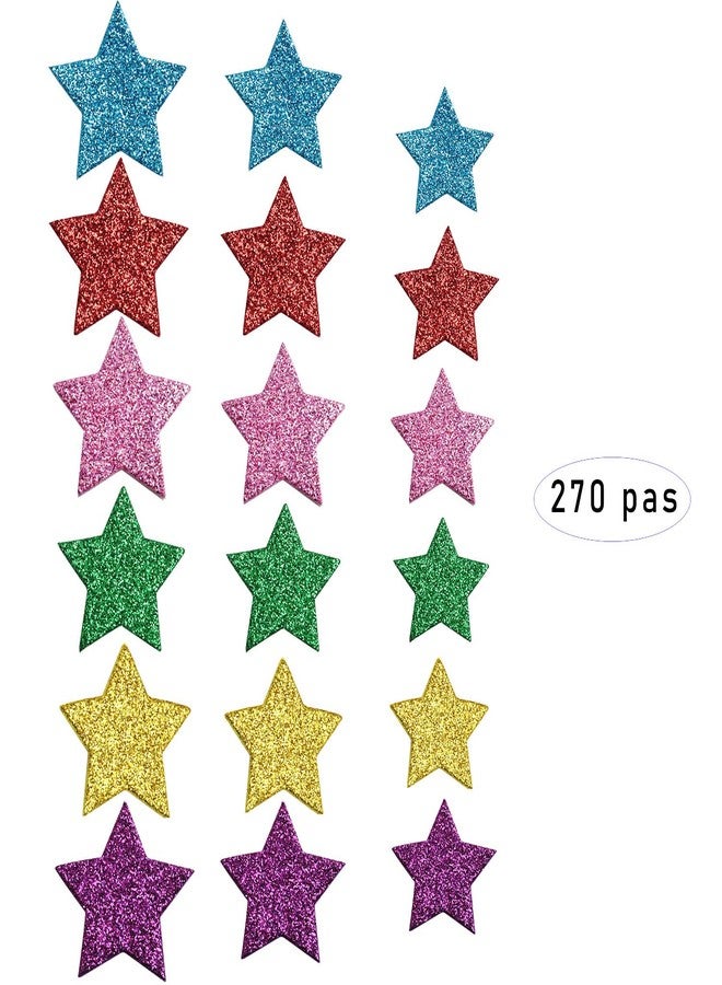 LUORNG 270PCS Self Adhesive Star Shaped Wall Stickers, Colorful Glitter Foam Star Stickers for Home Birthday Party Decoration Kid's Arts Craft Supplies - Image 2