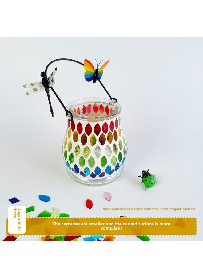 Loquat Handmade DIY Mosaic Lantern Material Bag Thanksgiving Lantern Candlestick Girl Toy Kindergarten Art Table Lamp-Color:Blue Flower Sea 【large Candlestick】 Ultra-thin Highly Transparent Mosaic Material - Image 5
