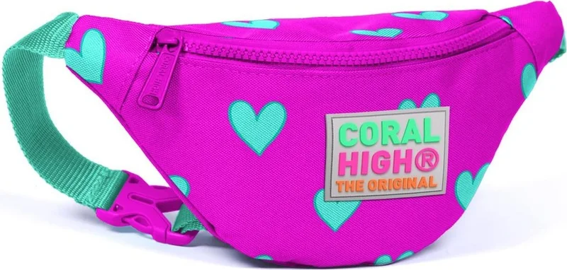 CORAL HIGH Kids Pink Heart Patterned Waist Bag 22573