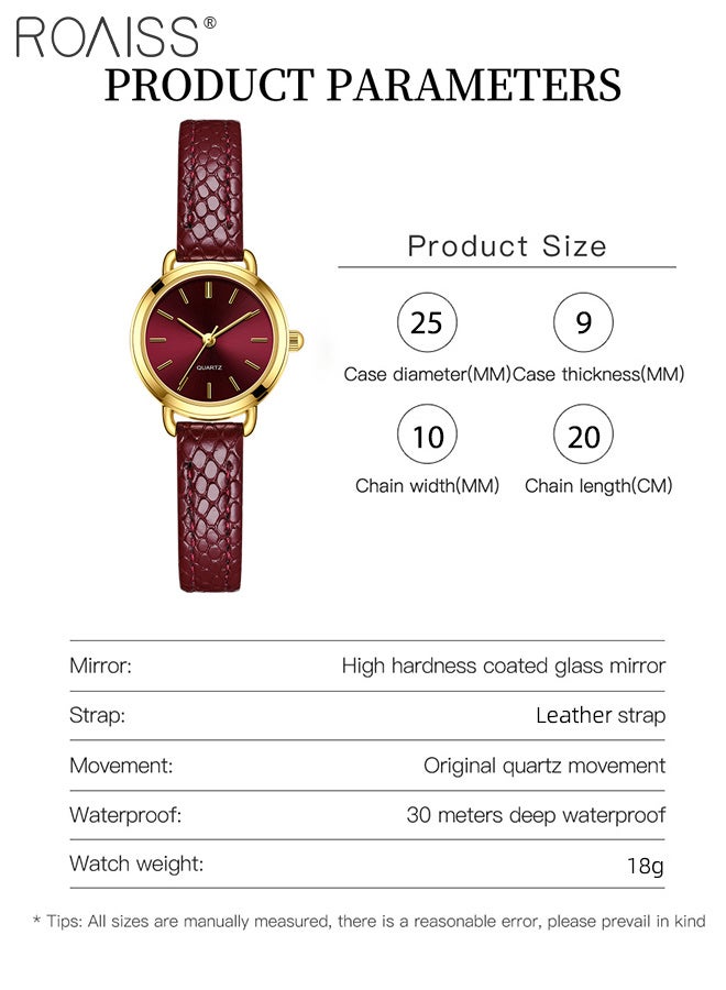 رويس ساعة كوارتز نسائية بسيطة بحزام جلدي، شاشة عرض تناظرية، قرص دائري، ساعة يد أنيقة مقاومة للماء حتى عمق 30 مترًا للعمل والترفيه كهدية للنساء - Image 3