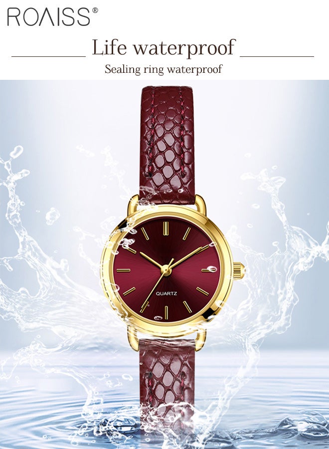 رويس ساعة كوارتز نسائية بسيطة بحزام جلدي، شاشة عرض تناظرية، قرص دائري، ساعة يد أنيقة مقاومة للماء حتى عمق 30 مترًا للعمل والترفيه كهدية للنساء - Image 5