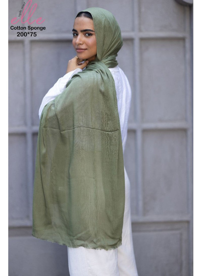 ايل طرحة و وشاح حجاب إسلامي قطن اسبونج فاخر من القطن للنساء للمناسبات والأيام العادية - مقاس (200 سم × 75 سم) - Image 2