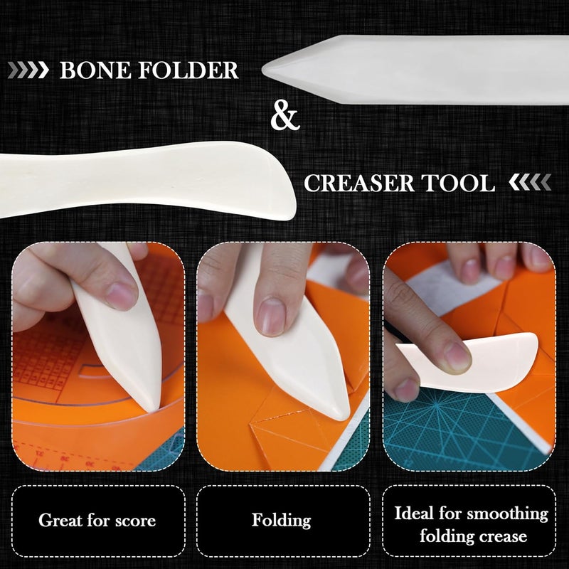 ECOHU Bone Folder & Creaser Tool - 2PCS - Scoring, Folding for Origami, Paper Crafts, Bookbinding, Leather Crafts and Card Making & Folding Paper - Image 5
