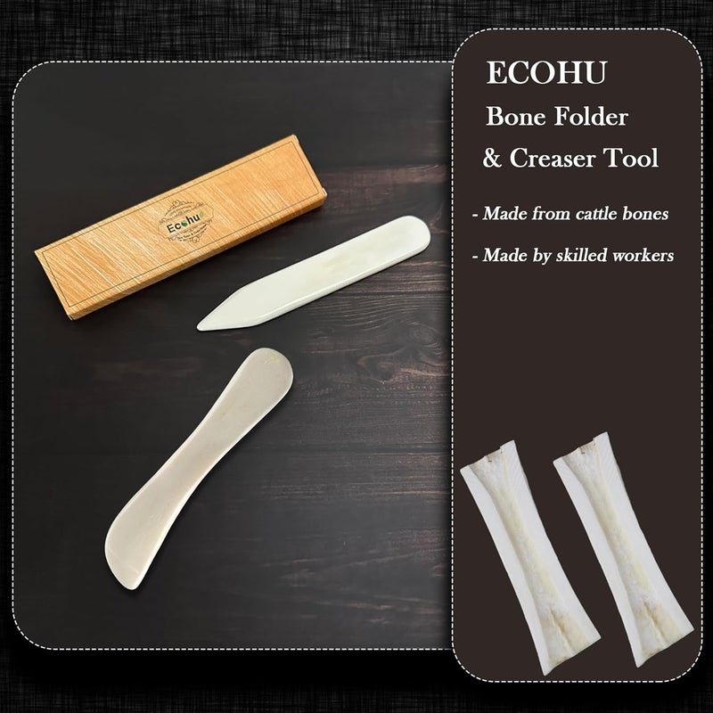 ECOHU Bone Folder & Creaser Tool - 2PCS - Scoring, Folding for Origami, Paper Crafts, Bookbinding, Leather Crafts and Card Making & Folding Paper - Image 3