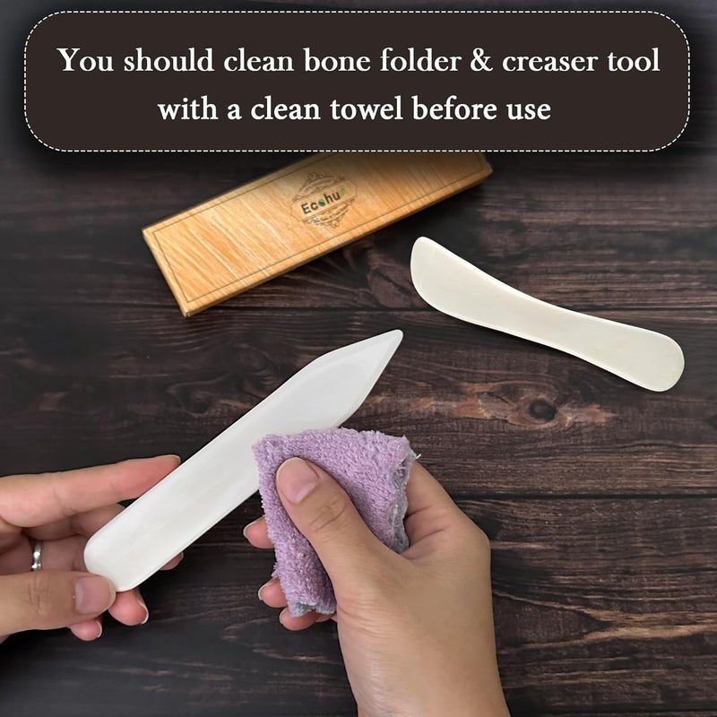 ECOHU Bone Folder & Creaser Tool - 2PCS - Scoring, Folding for Origami, Paper Crafts, Bookbinding, Leather Crafts and Card Making & Folding Paper - Image 4