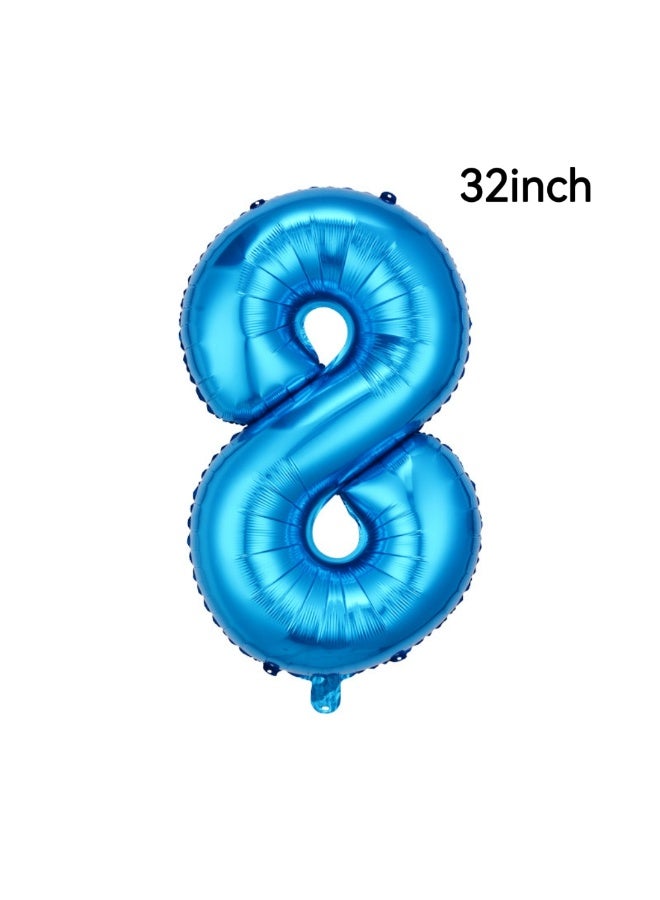 Blue Foil Balloon Set – 8th Birthday Party Decorations with Number 8 Balloon, Blue Confetti Balloons, Star Foil Balloons & Ribbon - Image 3