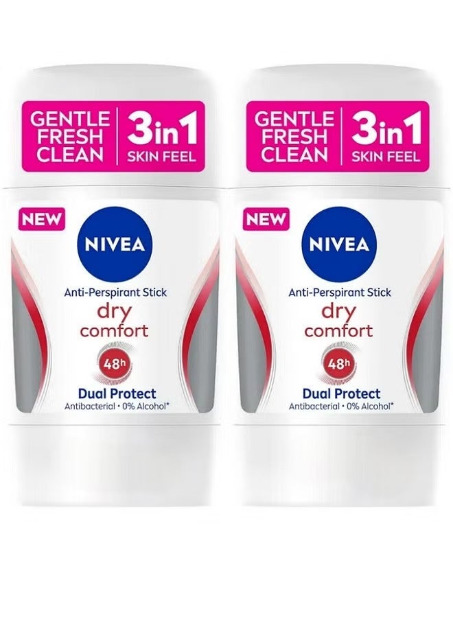 Nivea deodorant stick dry comfort for women 2 x 50 ml (pack of 2 ) - Image 1