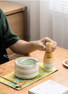 EZGOZ 4-Pieces Matcha Tea Set, Traditional Japanese Handmade Matcha Whisk Kit, Perfect for Tea Ceremony, Gift Giving, and Daily Relaxation-Green  - Image 3