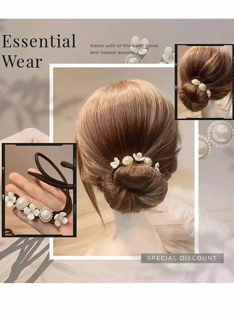 كاست ويف دبوس شعر على شكل زهرة كسولة، 4 قطع من دبابيس الشعر على شكل زهرة لؤلؤية عتيقة - Image 4