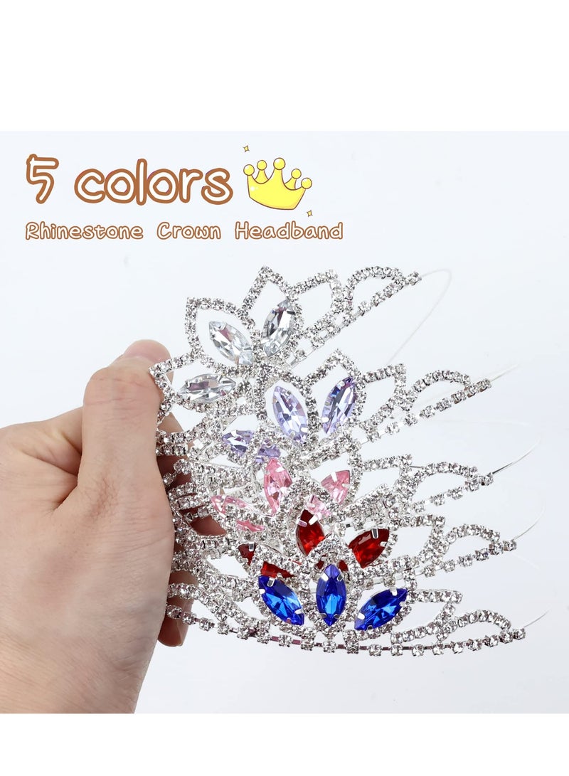SOLARAE 5 Pack Girls Crown Tiara, Sparkly Glitter Rhinestone Silver Metal Headbands, Wedding Hair Crowns Tiaras Clasps Princess Accessories for Kids Women Brides for Birthday Party - Image 2