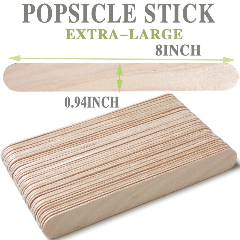 Borogo 8'' Jumbo Craft Sticks, Borogo 56pcs Extra Large Natural Premium Wood, Ice Cream Sticks, Jumbo Sticks, Large Tongue Depressors, Plant Labels, Hair Removal and Waxing Supplies, Crafting - Image 3