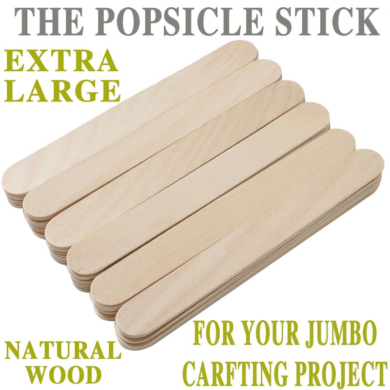 Borogo 8'' Jumbo Craft Sticks, Borogo 56pcs Extra Large Natural Premium Wood, Ice Cream Sticks, Jumbo Sticks, Large Tongue Depressors, Plant Labels, Hair Removal and Waxing Supplies, Crafting - Image 5