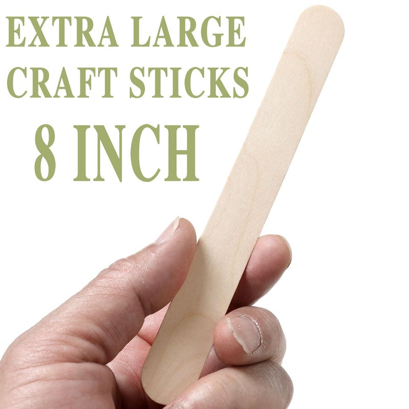 Borogo 8'' Jumbo Craft Sticks, Borogo 56pcs Extra Large Natural Premium Wood, Ice Cream Sticks, Jumbo Sticks, Large Tongue Depressors, Plant Labels, Hair Removal and Waxing Supplies, Crafting - Image 2