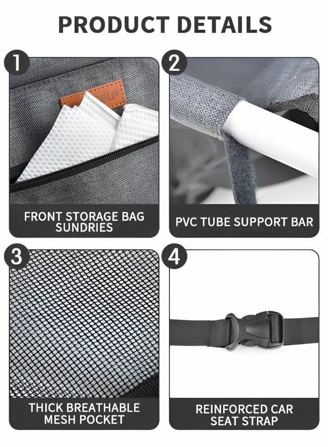 بايبي الكلب مقعد السيارة الكلب شاحن بالتربين الحيوانات الأليفة المحمولة مقعد السيارة الحيوانات الأليفة شاحن بالتربين مقعد السيارة السفر قوس قفص حزام مشبك نوع سلامة الجلود والبلاستيكية أنبوب دعم لوازم السيار - Image 3