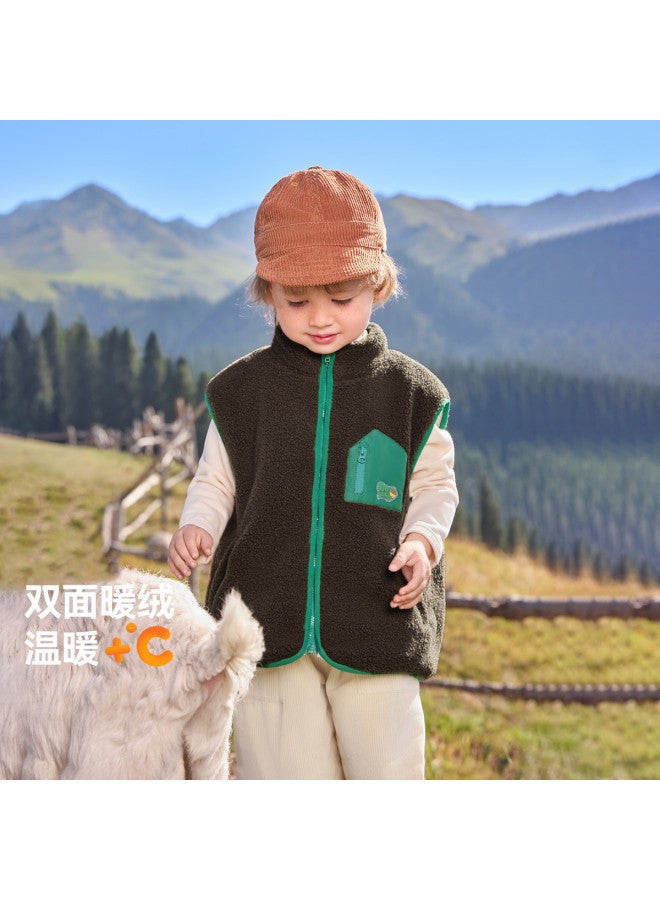 Boys' Vest Autumn/winter Style Baby Lamb Fleece Sleeveless Vest Fleece Lined Thickened Autumn Clothing 2025 New Girls' - Image 3