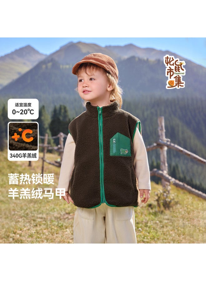 Boys' Vest Autumn/winter Style Baby Lamb Fleece Sleeveless Vest Fleece Lined Thickened Autumn Clothing 2025 New Girls' - Image 2