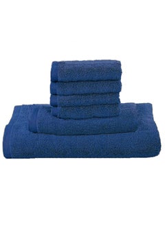 MAXQON 6-Pieces Towel Set - 100% Cotton 600 GSM, 1xBath Towel(70x140cm), 1xHand Towel(45x75cm), 4xFace Towel(30x30cm), Highly Absorbent Super Durable, Color-Dark Blue  - Image 1
