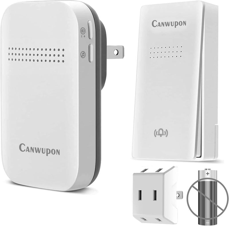 CANWUPON Wireless Doorbell - Self-Powered Door Bells No Battery Required for Home, Push Button Plug-through Waterproof Cordless Door Chime, up to 1300ft Range with 38 Ringtone, 120dB Extra Loud Doorbells - Image 1
