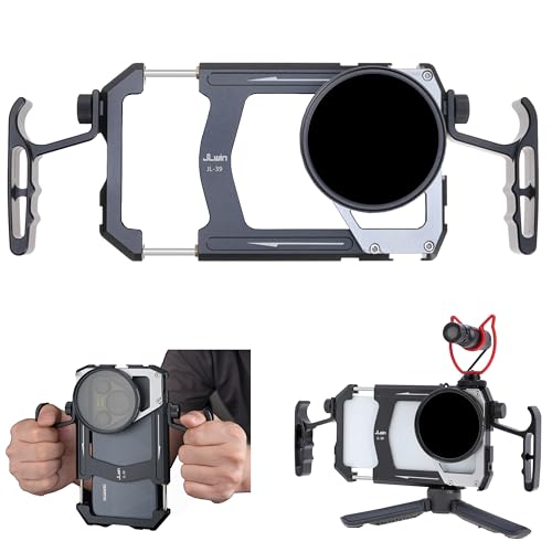 Fotga Universal Smartphone Cage Photo Video Stabilizer W/Handles + 67mm Variable ND Filter for iPhone 16 15 14 Pro Max Samsung Cell Phone Vlog Live Stream Video Recording, Cold Shoe Tripod Mount - Image 1