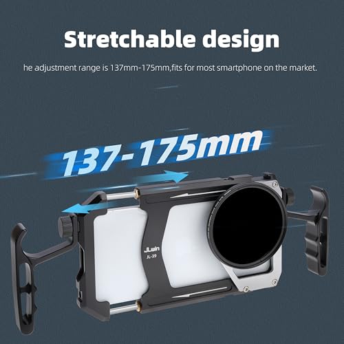 Fotga Universal Smartphone Cage Photo Video Stabilizer W/Handles + 67mm Variable ND Filter for iPhone 16 15 14 Pro Max Samsung Cell Phone Vlog Live Stream Video Recording, Cold Shoe Tripod Mount - Image 4