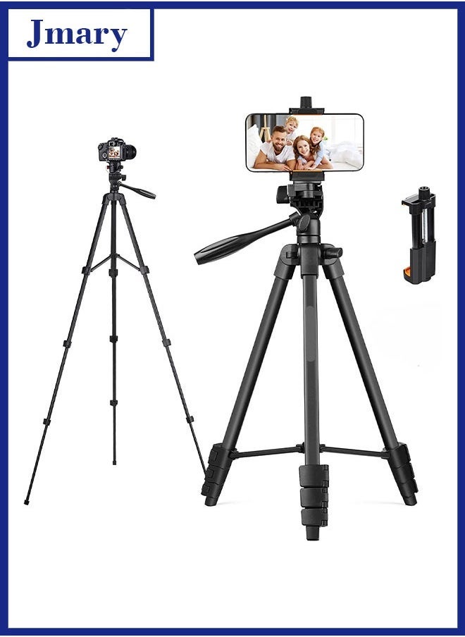 Jmary KP‚Äë2205 Professional Travel Tripod Stand with Mobile Phone Holder ‚Äì Portable Aluminum Telescopic Camera Mount ‚Äì 4‚ÄëSection 39‚Äì134‚ÄØcm Height, 360¬∞ Rotation, Quick-Release Plate ‚Äì Supports DSLRs & Smartphones - Image 1