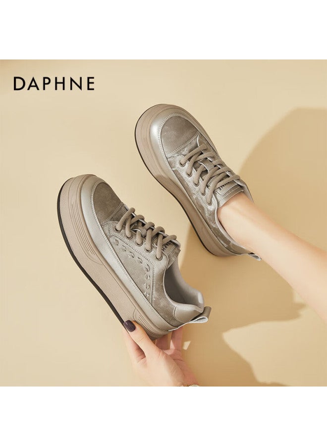 Daphne Women's Round Toe Thick Sole Retro Fashion Sports Casual Sneakers Champagne Size 39 - Image 5