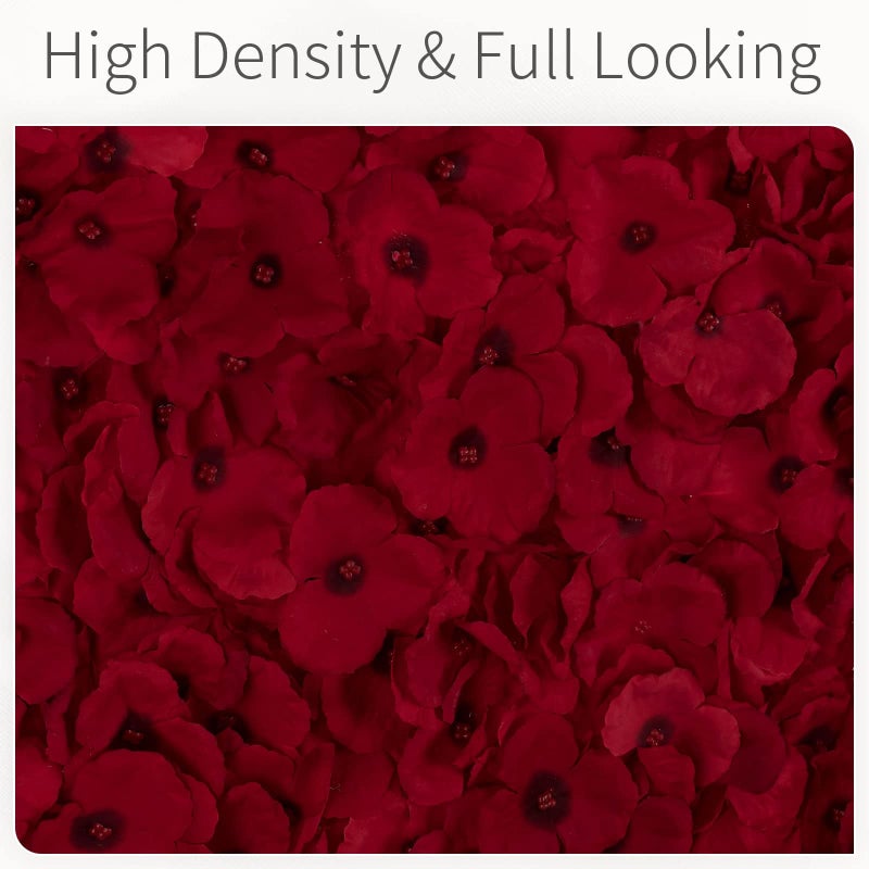 Inweder Flower Wall Panel Backdrop: 12 Pcs 24 x 16 Inch Red Artificial Hydrangea Floral Panels - Image 5